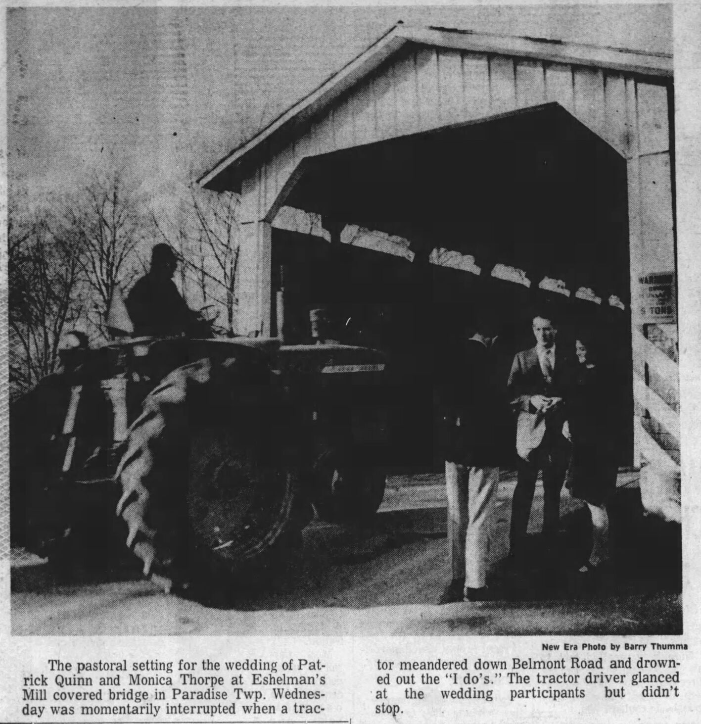 Tractor interrupts wedding: Jan. 13, 1972